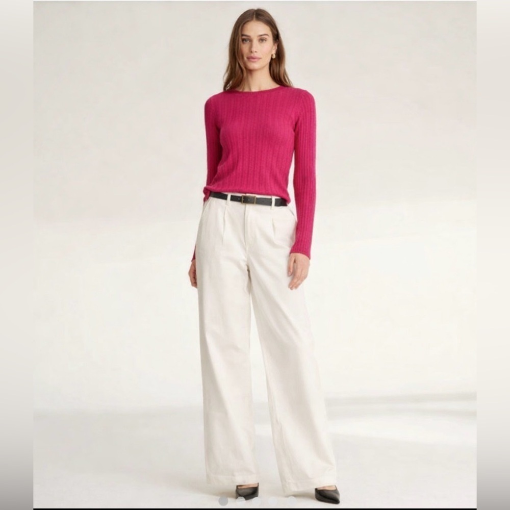 NAADAM Raspberry Pink Cashmere Ribbed Lightweight Sweater, Size XS - Picture 2 of 10